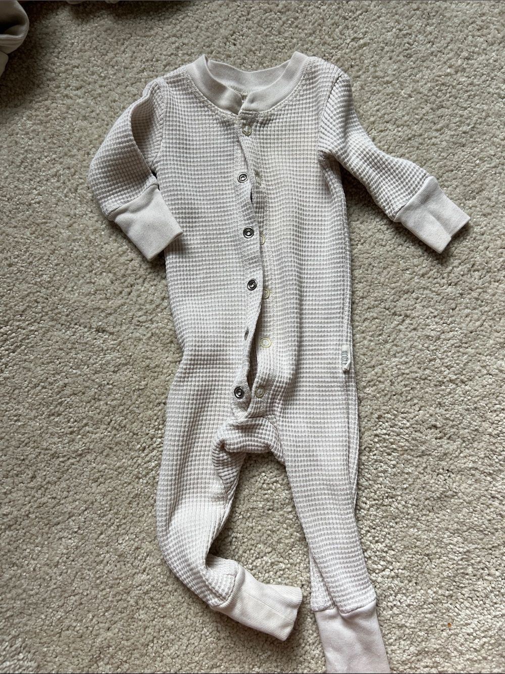 Noble U Cream Waffle Knit Footed One-Piece